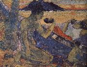 Paul Gauguin A single-plank bridge oil